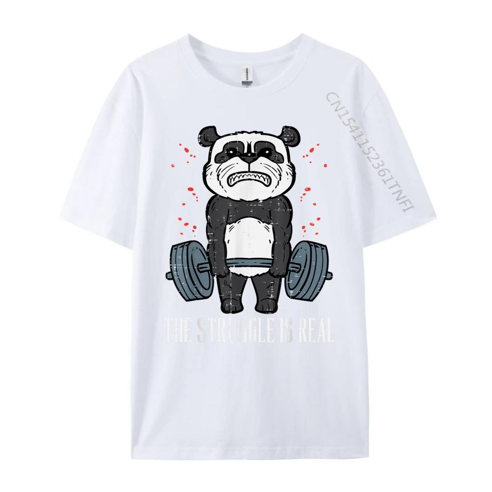 Gym Panda Deadlift Struggle Real Workout Exercise Women Men Christian Tshirt Men Christmas England Style