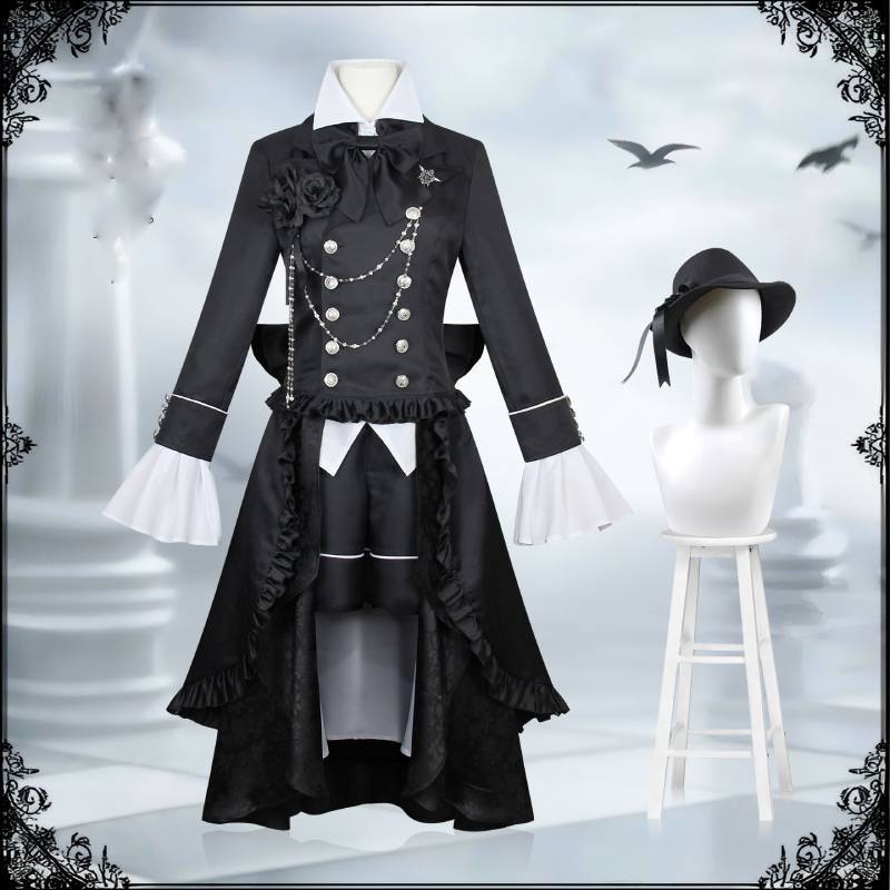 Black Butler Ciel Phantomhive Cosplay Shalior Costume With Polyester Fabric For Anime Role Play