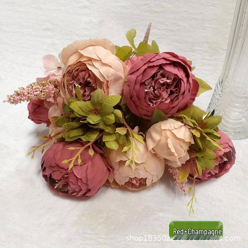 

13-головочные пионы в европейском стиле, искусственные цветы для дома, свадьбы, отеля и офисного декора