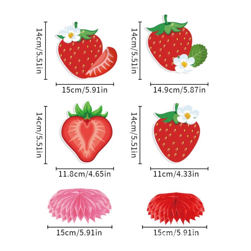Cartoon Strawberry Honeycomb Ornament Creative Strawberry Hanging Banners  Photo Props
