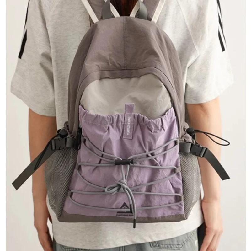 Durable Wear-resistant Nylon Backpack Minimalist Women's Bag College Students Hiking Camping Casual Short