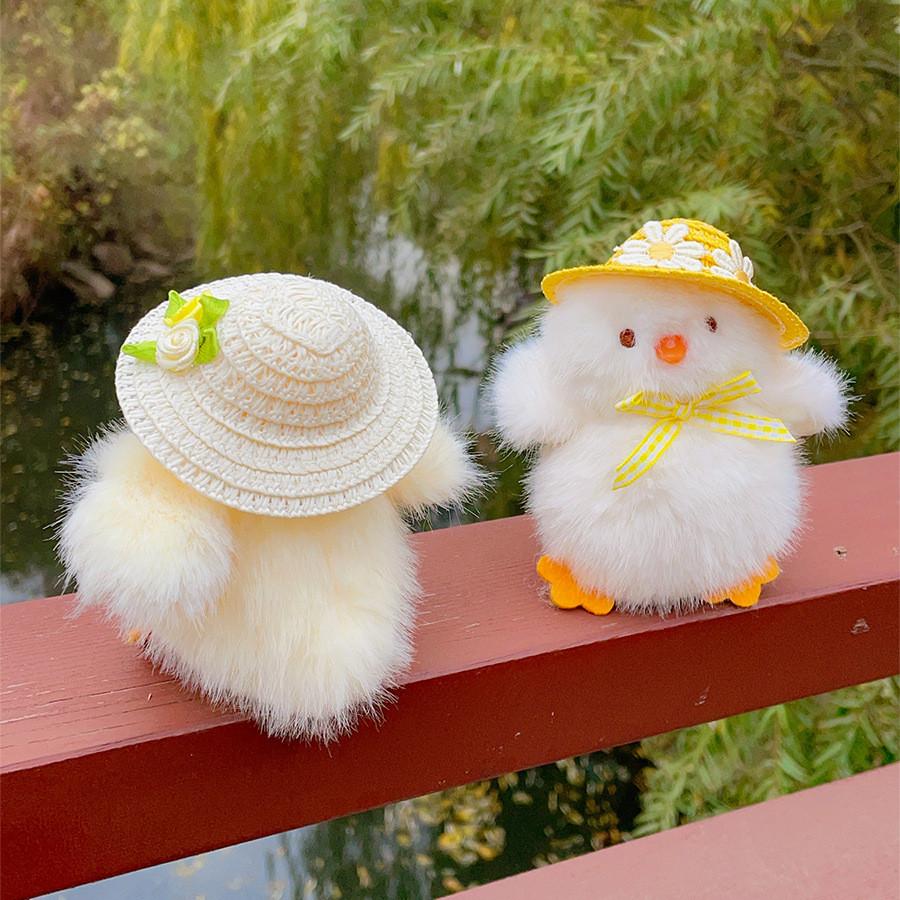 Cartooninspired Bird Plush Accessory With Straw Hat For Daily Use And Gift