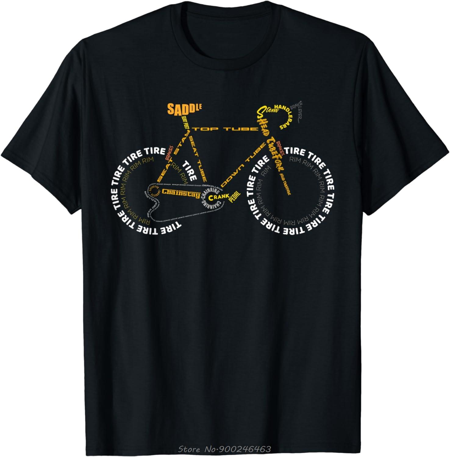 Bicycle Anatomy Shirt | Cute Cycling Is Life T-shirt Summer Casual Short Sleeve Fashion Hip Hop Tshirt Funny Fitness T Shirt S