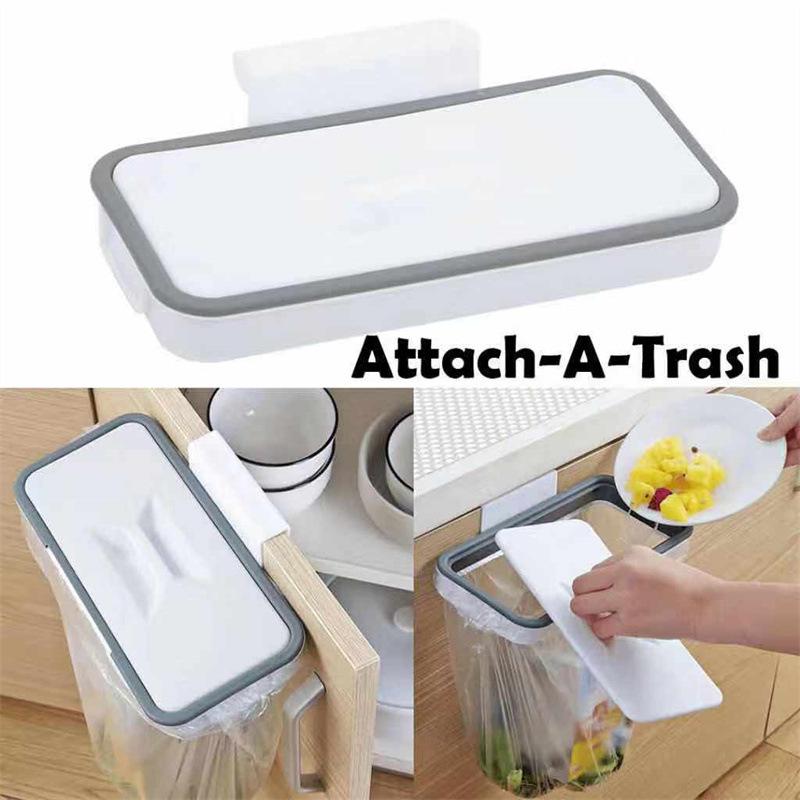 Attach-A-Trash: Cabinet Door Hanging Kitchen Garbage Rack