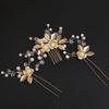 Golden Leaf Floral Forest Style Hair Comb and Hairpin Set, Fairy Style, Suitable for Bride Wedding / Bridesmaid Styling / Flower