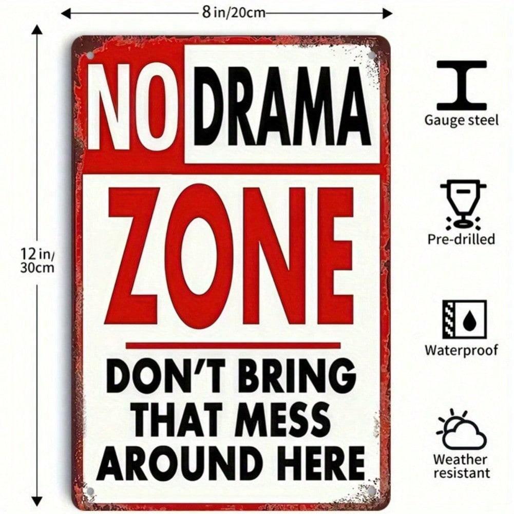 

Vintage Metal Tin Sign Humorous Wall Art Funny Quote Decor 8x12 Inch Home Office No Drama Zone 20x30 разноцветный