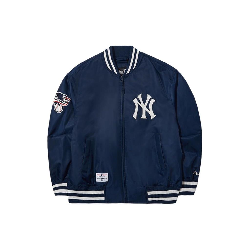 New Era MLB New York Yankees Thick Striped Letter Pattern Long Sleeve College Style Baseball Jacket Unisex Jackets Navy-Blue 14179152