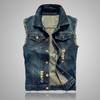 Gilet casual vintage da uomo taglie forti Gilet di jeans senza maniche