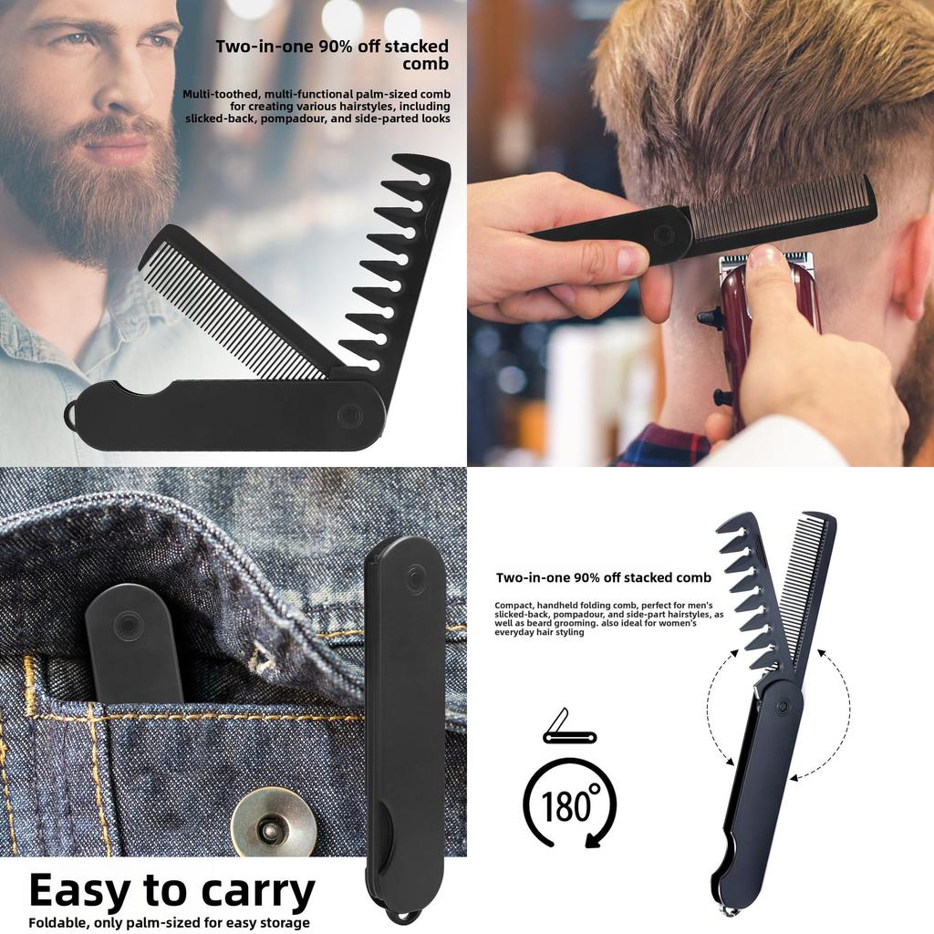 Folding Mens Comb With Abs Material For Travel And Styling Convenience