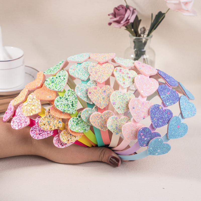 5 Stück Mode Mädchen Stirnbänder Glitzer Herz Haarbänder Niedliche Kinder Kinder Zähne Plastik Stirnband Mädchen Kinder Haarschmuck