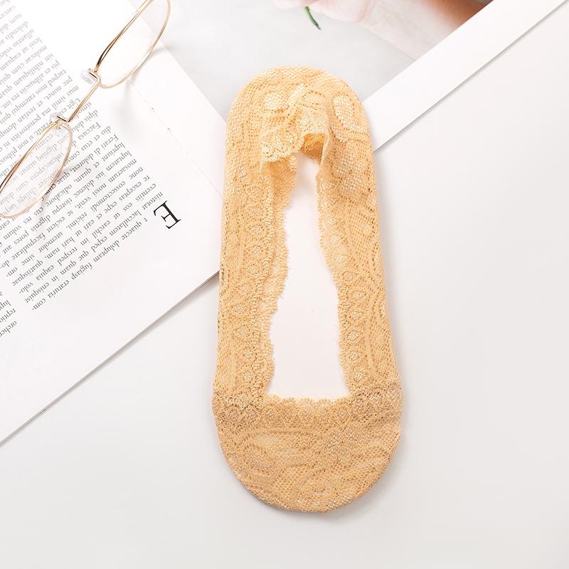 

Женские нескользящие носки из ледяного шелка с кружевом с низкой посадкой One Size