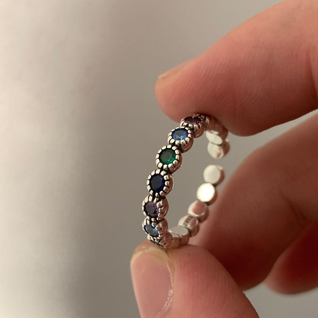 Original 925 Sterling Silver Colorful Heart Rings For Women Counple Wedding Engagement Silver Women's Diamond Ring Fine Jewelry