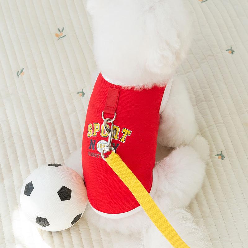 

Breathable Bird s Eye Traction Dog Vest Teddy Bigbear Spring Summer Thin Small and Medium Dog Cat Pet Clothes M (recommended weight 5-4 kg) зелений