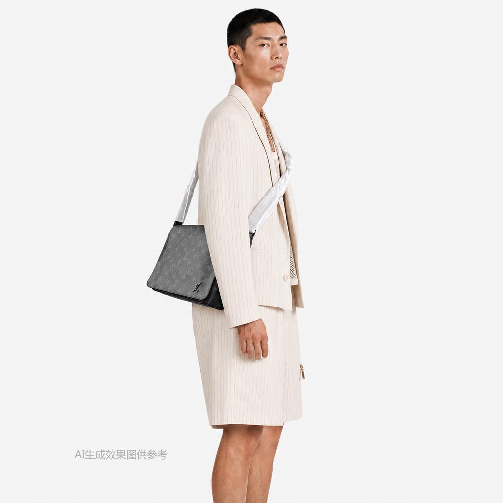 [Pre-Owned] District Mm Monogram Canvas Leather Commuter Briefcase Laptop Bag - Very Good #OMBN2A