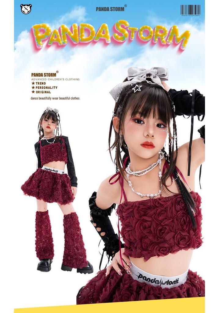 Ensemble Bandeau Jupe Jazz Doux et Élégant pour Filles - Parfait pour la Danse de Rue, le Défilé de Mode ou la Performance