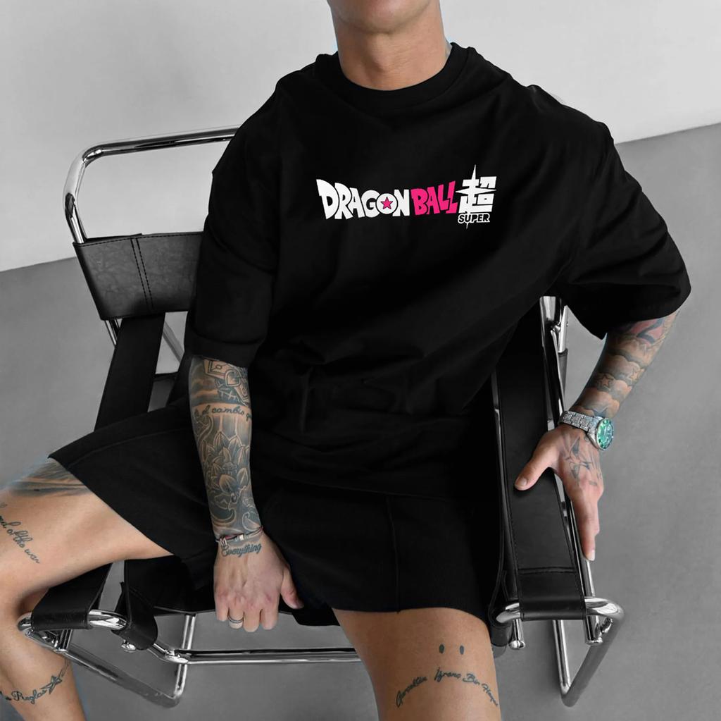 Nowe Anime Dragon Ball Goku Okrągły Dekolt Krótki Rękaw 2026 Bandai Letnia Męska Koszulka Sportowa Luźna i Oddychająca Bawełniana