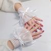 1Pair Nail Art Lace Tulle Photo Glove Fake Pleated Cuff Ribbon Bow Manicure Photography Props Nail Tips Display Lolita Sleeves
