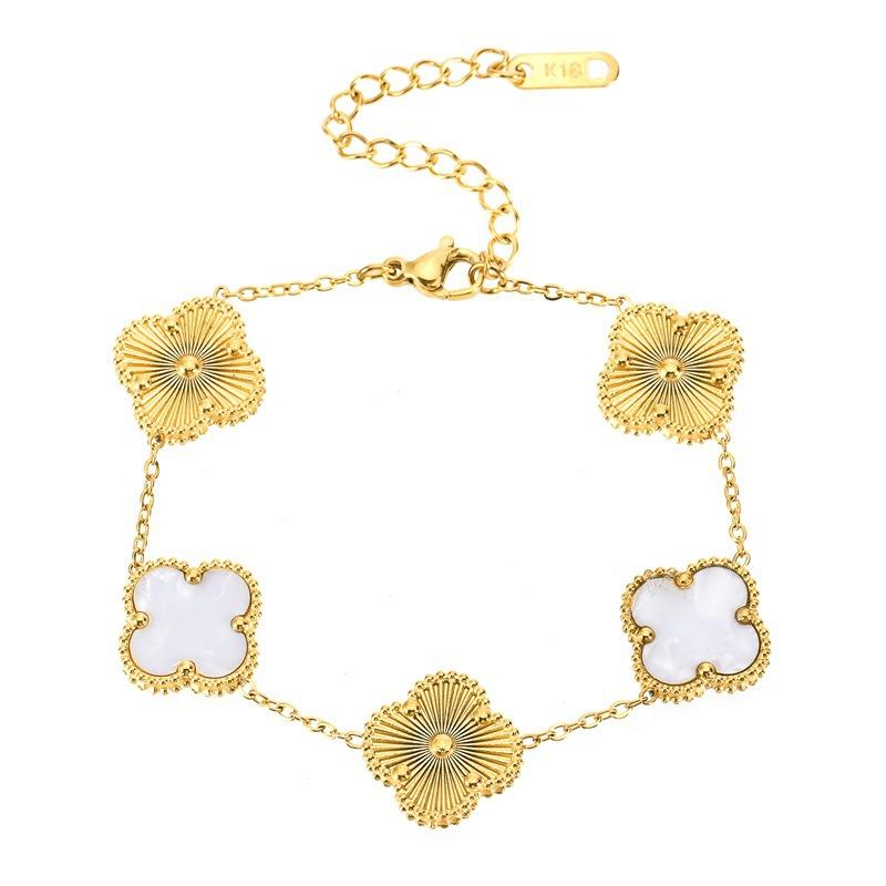 Браслет-бенгл из титановой стали 15 мм  Четырехлистный клевер ,  Пятицветник , стильный и высококлассный женский браслет