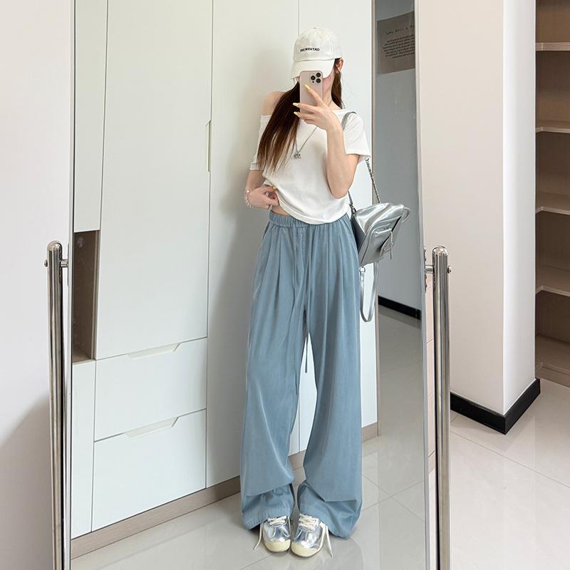 

Ретро джинсы тенсел женские новые летние тонкие свободные и тонкие повседневные брюки драпирующиеся широкие прямые брюки M