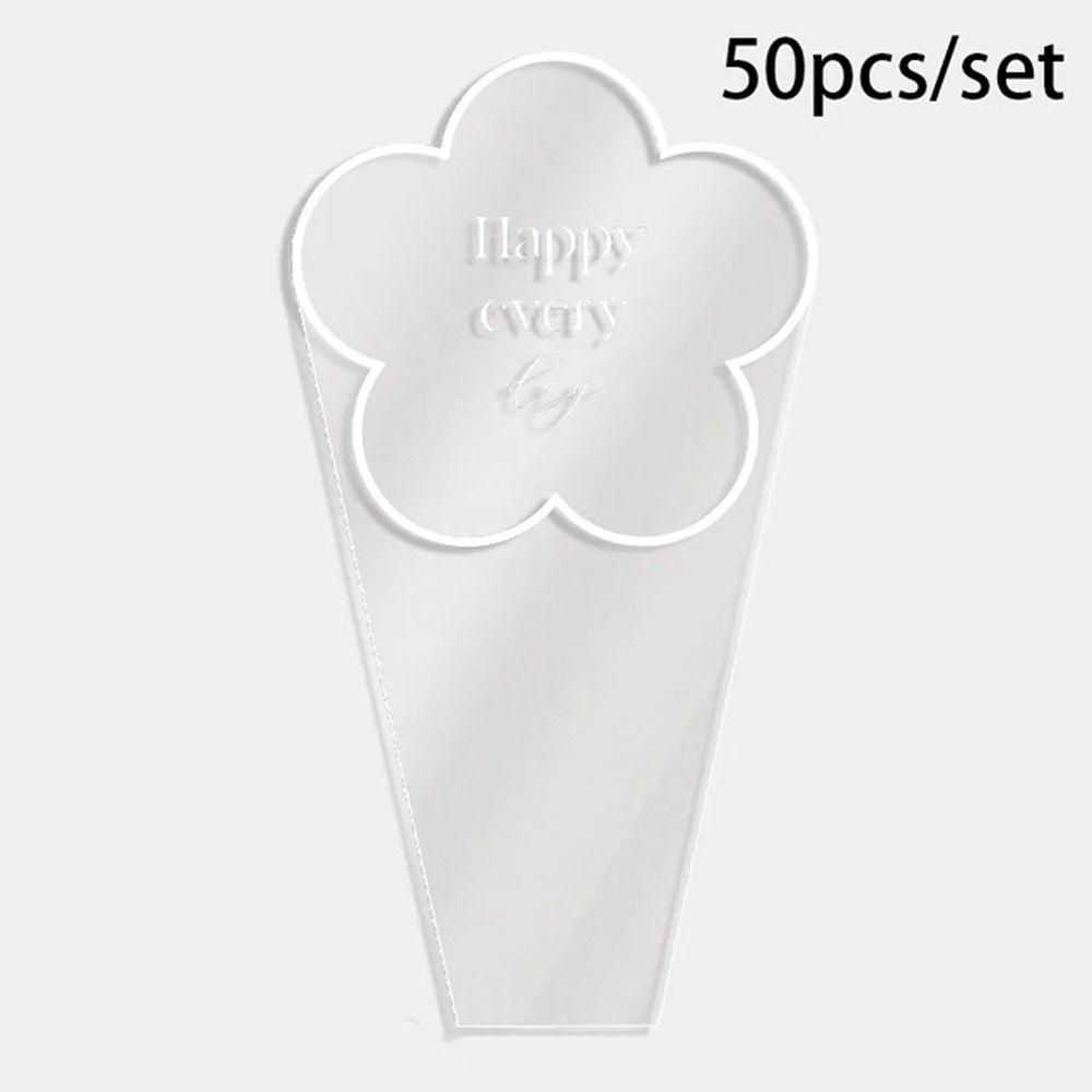 50pcs Transparent Flowers Packaging Plastic Bags Portable Bouquet Wrapping Paper Florist