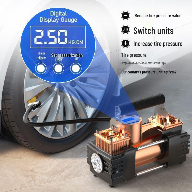 German Dual-Cylinder 12V Electric High-Pressure Portable Tire Inflator