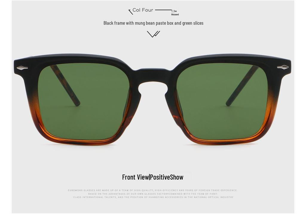 New Retro Square Frame Sunglasses 9811 – Men's Fashionable European & American Style with High-End Cellulose Acetate