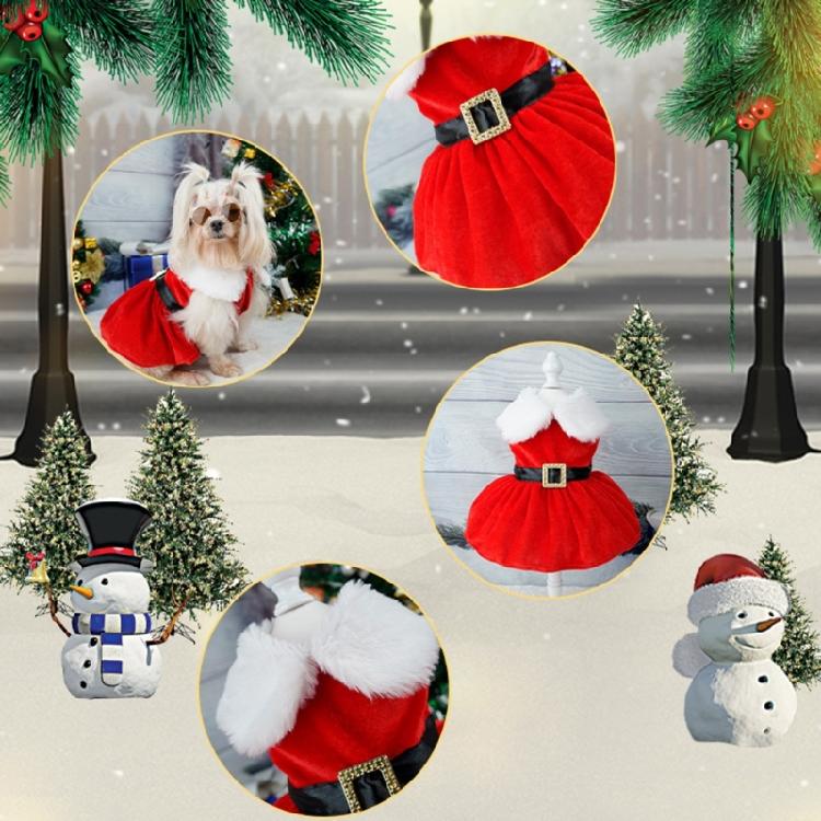 Santa Claus Suit Red Dresses Fashion Dog Cats Warm Photo Costume Pet Supplies