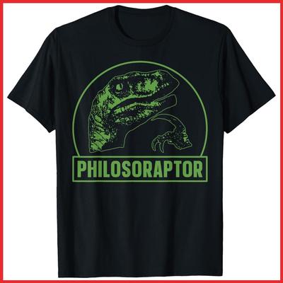 Philosoraptor Funny Philosophy Meme Velociraptor Dinosaur Black Cotton T-Shirt Unisex T-Shirt