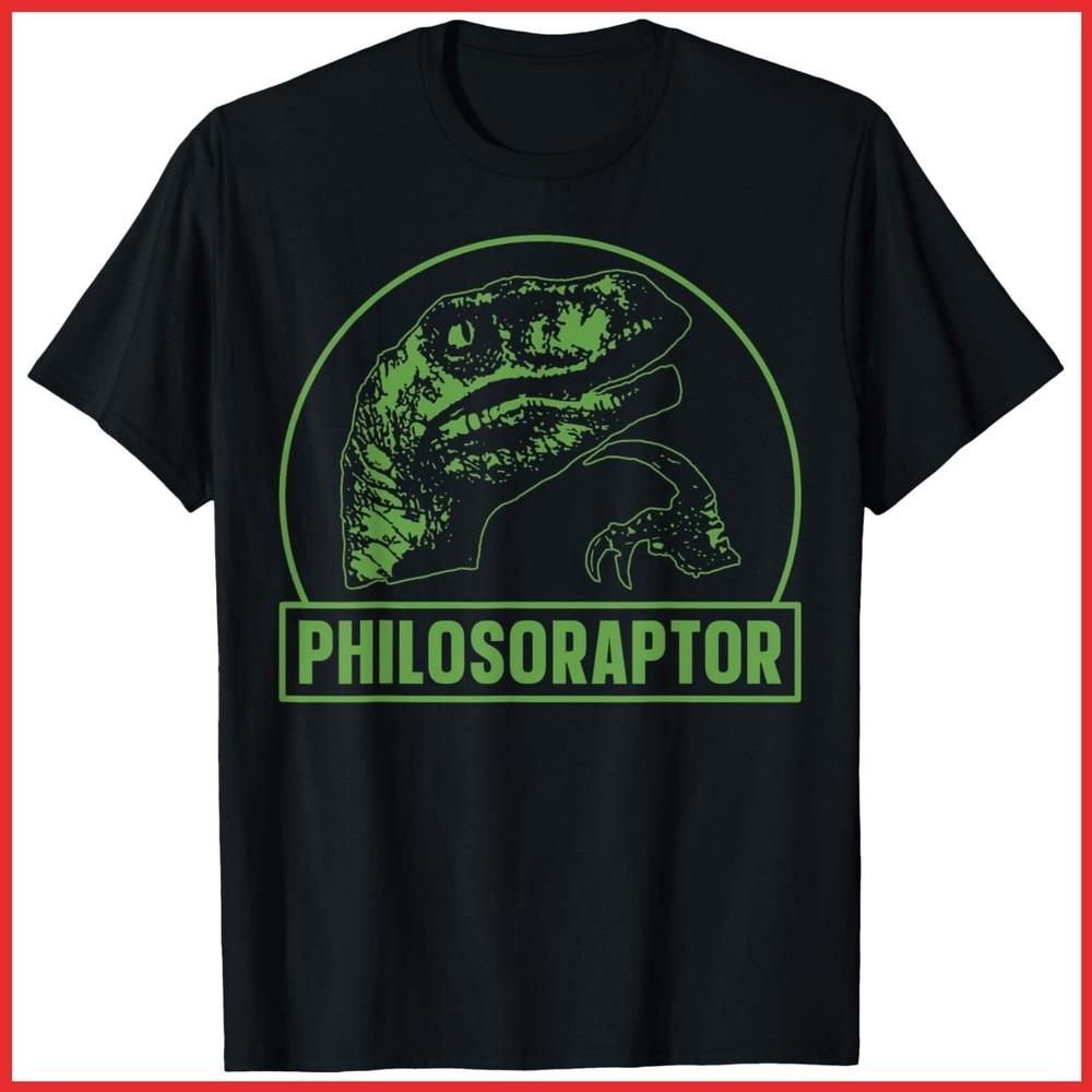 Philosoraptor Funny Philosophy Meme Velociraptor Dinosaur Black Cotton T-Shirt Unisex T-Shirt XXXL