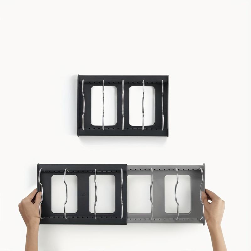 1 expandable pan and flat bottomed pan, lid and dish storage rack, adjustable partition stainless steel wire, kitchen cabinet storage room baking