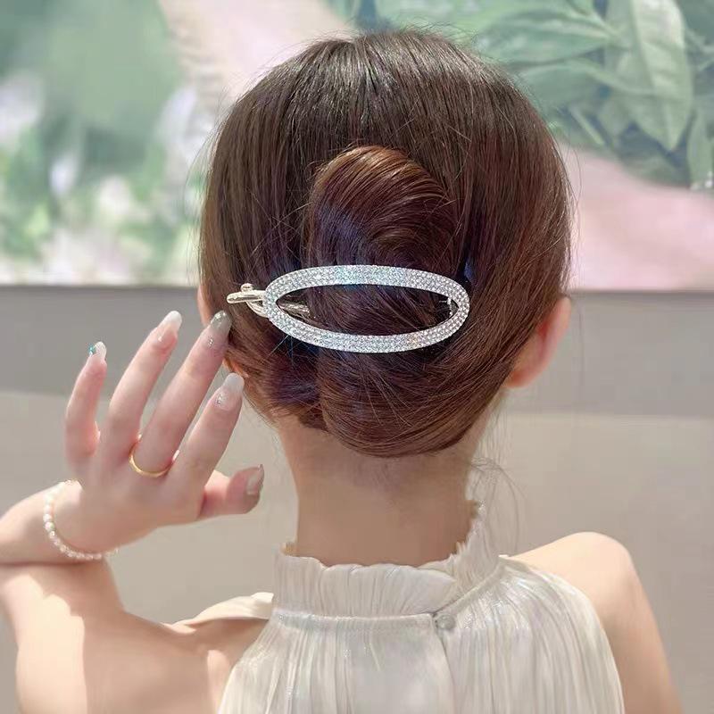 Elegant Women's Full Diamond Twist Hair Clip and Bobby Pin Set