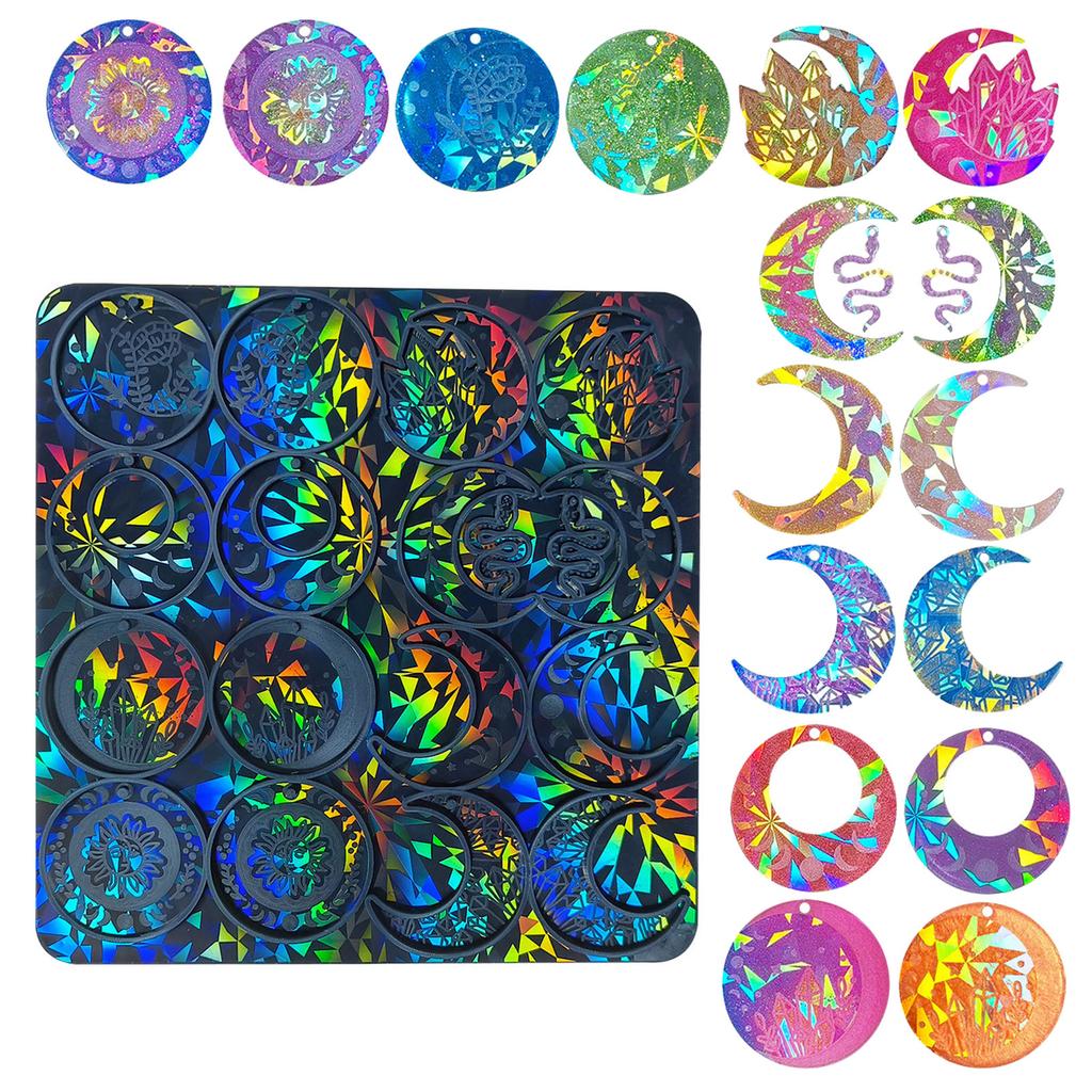 Handgefertigte Silikonform zur Herstellung von Kristallmond-Sonnenblumen-Anhängern, langlebige Epoxidharzform, DIY-Schmuck und Heimdekoration