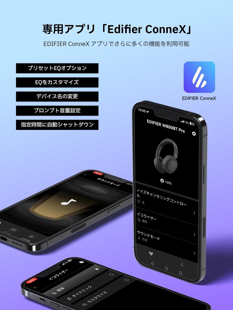 Edifier W800BT Pro Wireless Headphones with Active Noise Cancellation [Bluetooth 5.4, Up To 44dB Noise Reduction, Wired Hi-Res Audio, and AAC