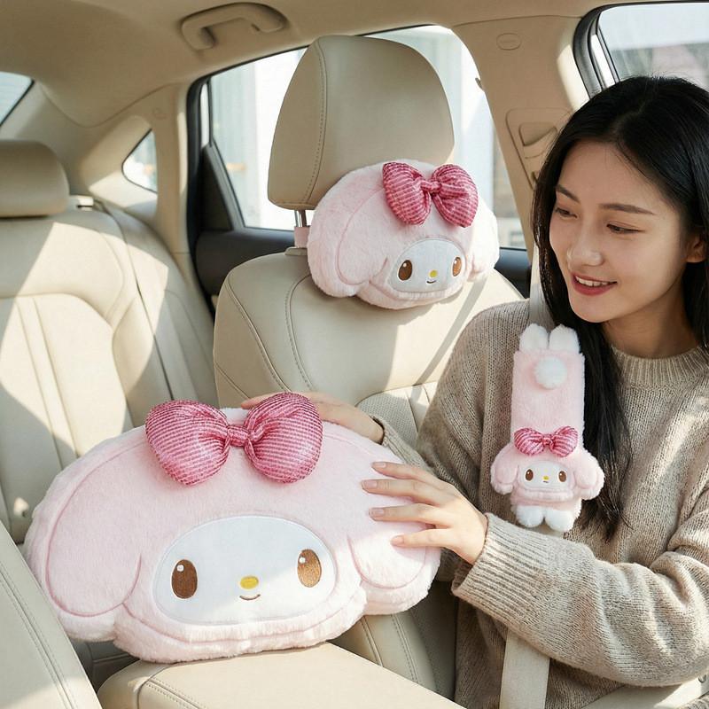 Melody Plush Car Pillow Blanket Seatbelt Cover For Kids Car Travel Safe Use