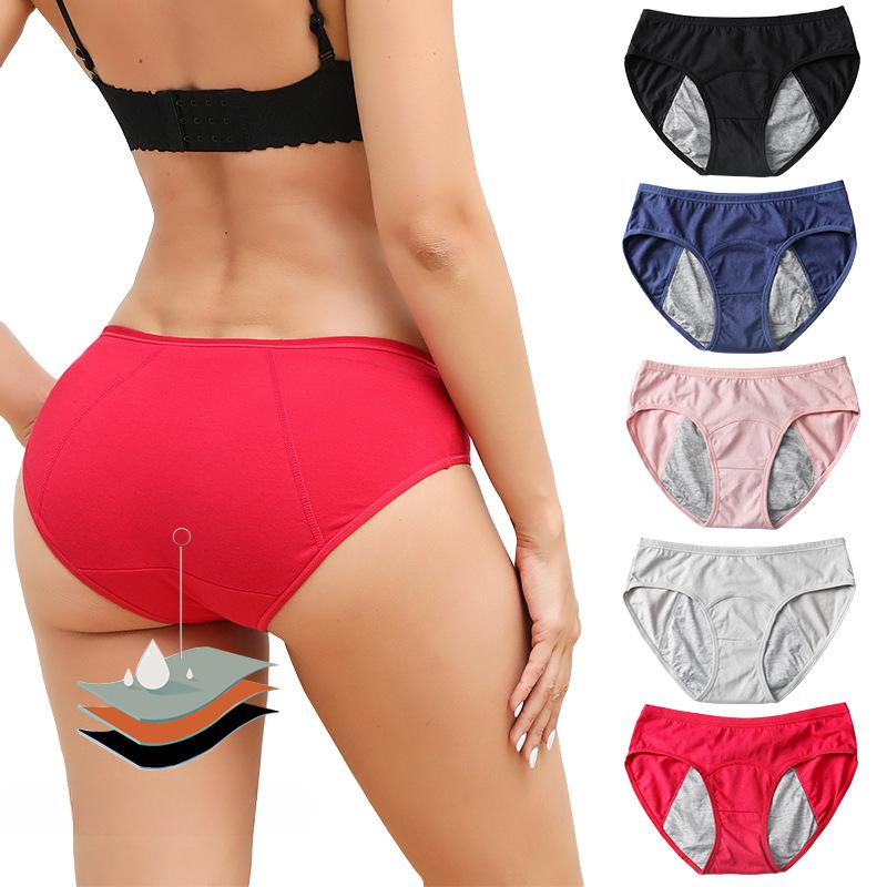 Physiological Underwear Women'S Widened, Enlarged And Leak-Proof Special Underwear For Menstrual Aunts Low Waist Solid Color Menstrual Underwear 9057
