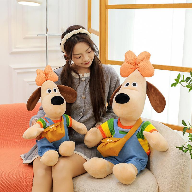 Wallacegromit Dog Cartoon Doll Plush Toy Bow Sweater Dog Animal Doll Gifts