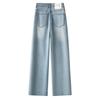 Women's Light Blue High-Waisted Wide-Leg Jeans: Spring/Summer 2025 Loose, Slimming, Straight-Leg Pants.