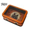 Desktop Decorative Storage Halloween Tin Box with Clear Lid, Witch Pumpkin Ghost Candy Snack Holders Container for Cookies Snacks, Festive Organizer