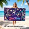 Astronaut Space Theme Quick Dry Beach Towel Custom Name Text Print Large Sand Resistant Towel Beach Vacation
