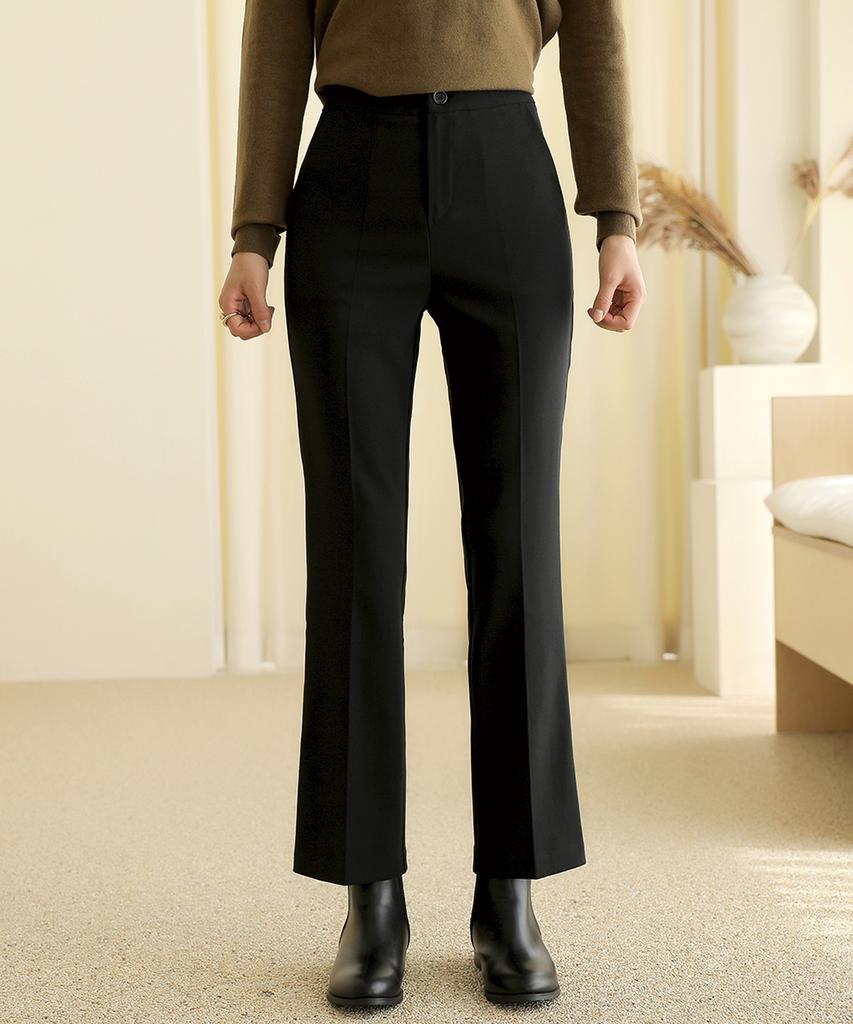 Ppaeppae Stretch Semi-Bootcut Black Slacks With Inner Waistband