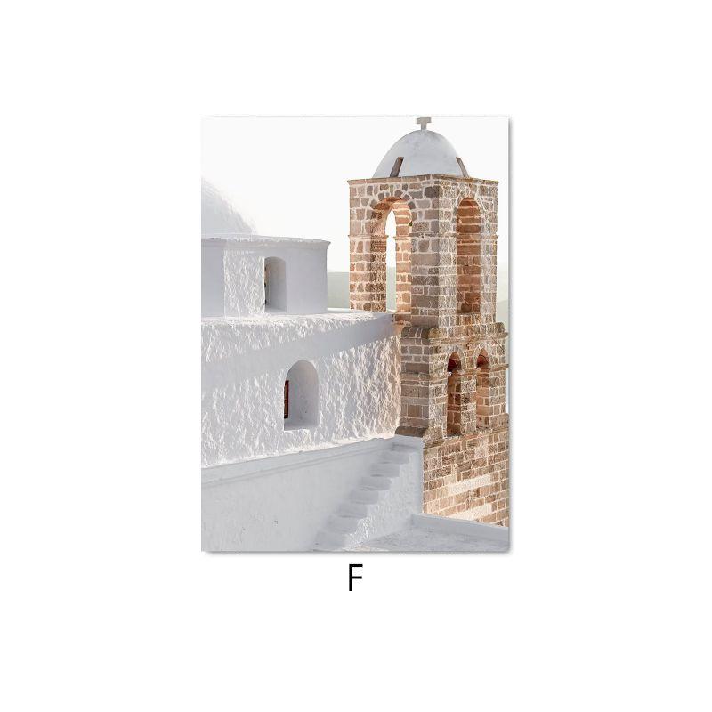 Mediterranean Sea Building Poster Coconut Tree Spain Village Landscape Wall Art Canvas Painting Nordic Picture Room Home Decor