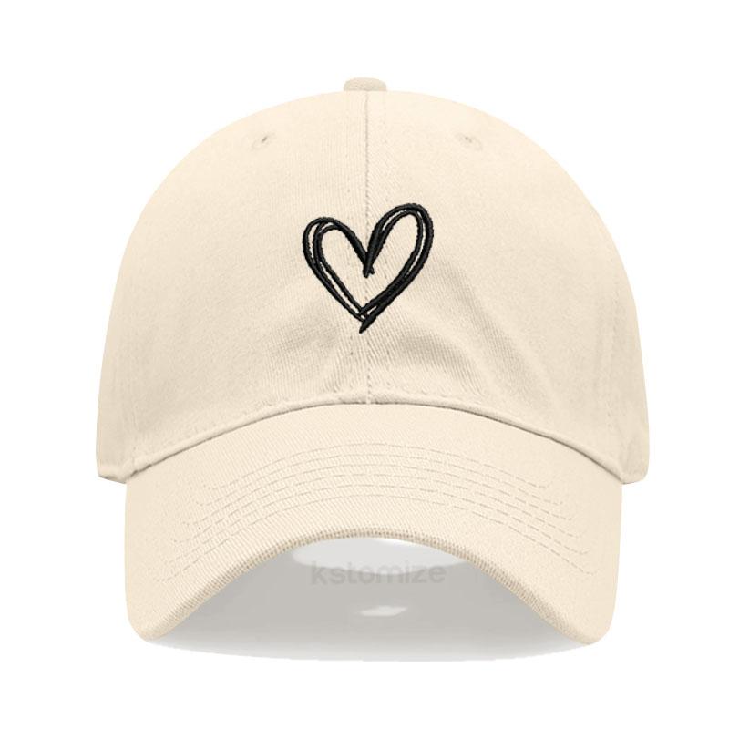 Unisex Soft Cotton Dad Hat Heart Embroidery Baseball Cap For Women Men Adjustable Unisex Casual Sports Caps