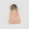 Europe, America, autumn and winter baby wool hat flanged single layer, solid color hairball twist children's knitted hat, spot supply