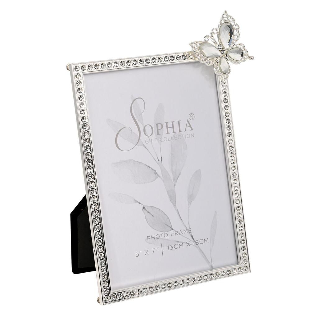 Sophia Crystal Photo Frame with Butterfly 5 X 7