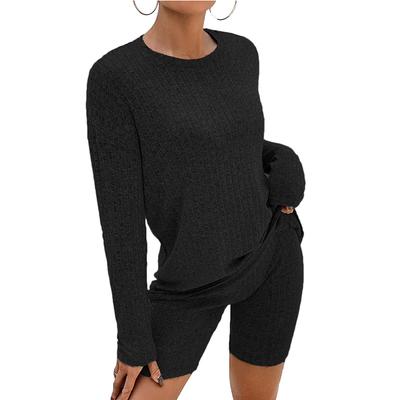Autumn Women's Fashion Casual Set Comfortable Casual Long Sleeve Top Shorts Two Piece Set