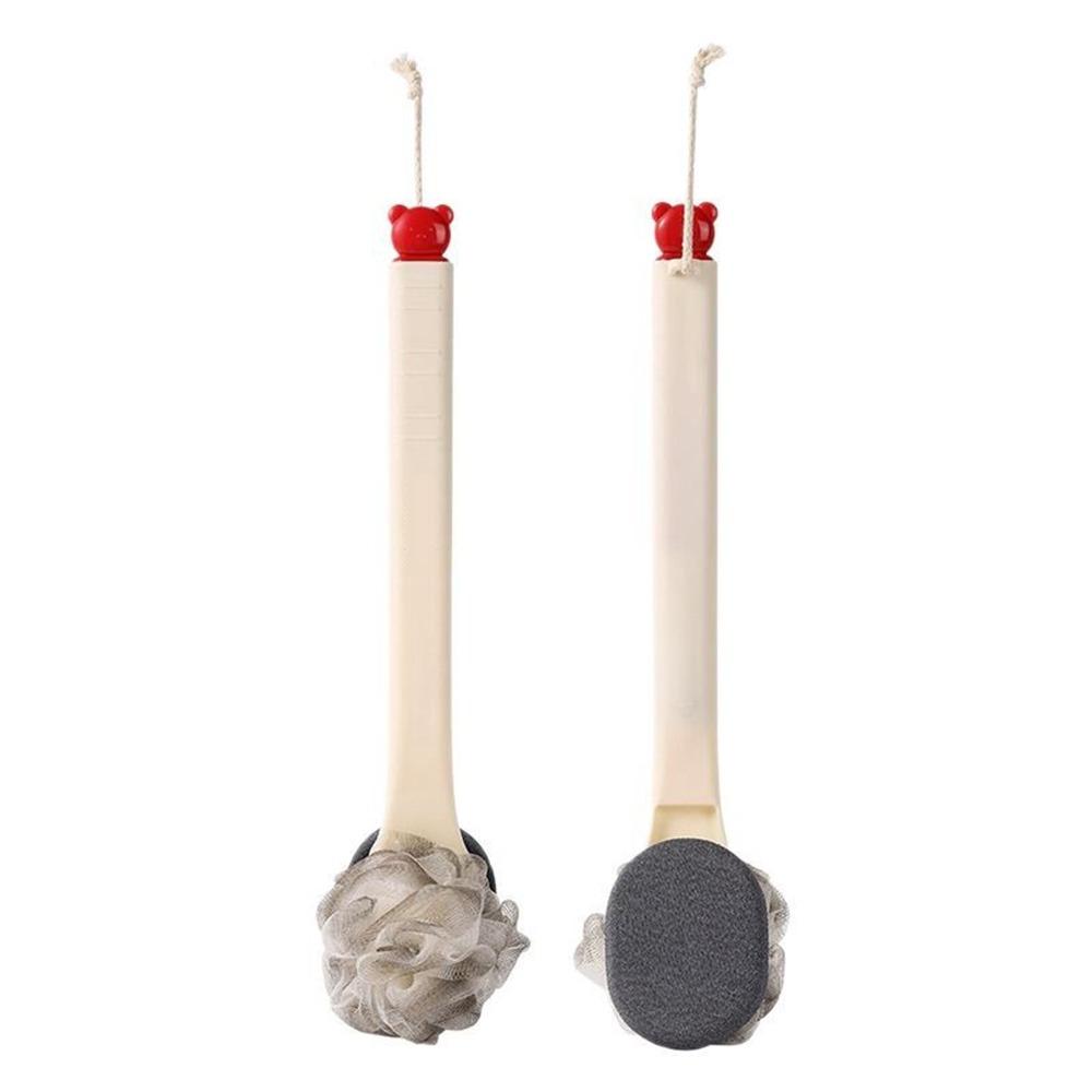 

Double Sided Bath Brush Long Handle Rubbing Back Artifact Useful Shower Brush Cleaning Tools бежевый
