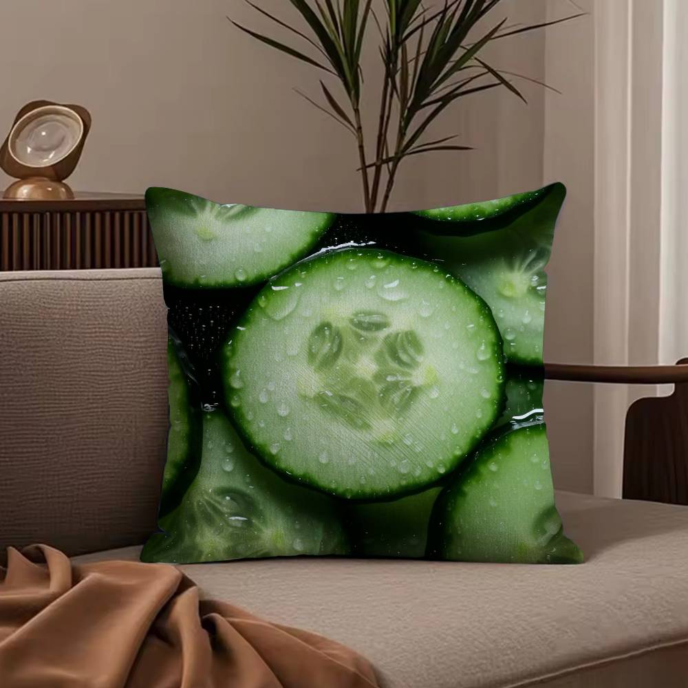 Fresh Food Anime Health Pillow Case Anti-dustmite Pillowcase Invisible zipper silky short plush Sofa cushion cover