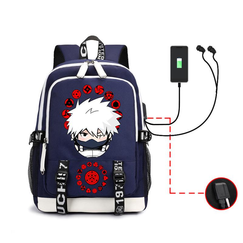 Anime Rucksack Mode Street Trend Herren Große Kapazität USB Kopfhörer Computertasche
