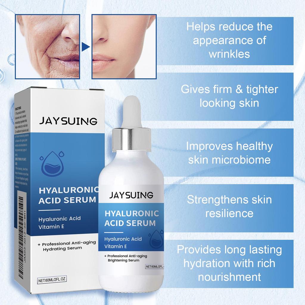 Jaysuing Hyaluronic Acid Serum Nourishes and firms skin Hydrates and moisturizes Improves skin condition For facial use 60ml