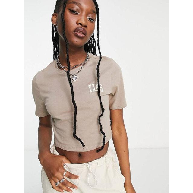 

Бежевая спортивная укороченная футболка Vans Varsity